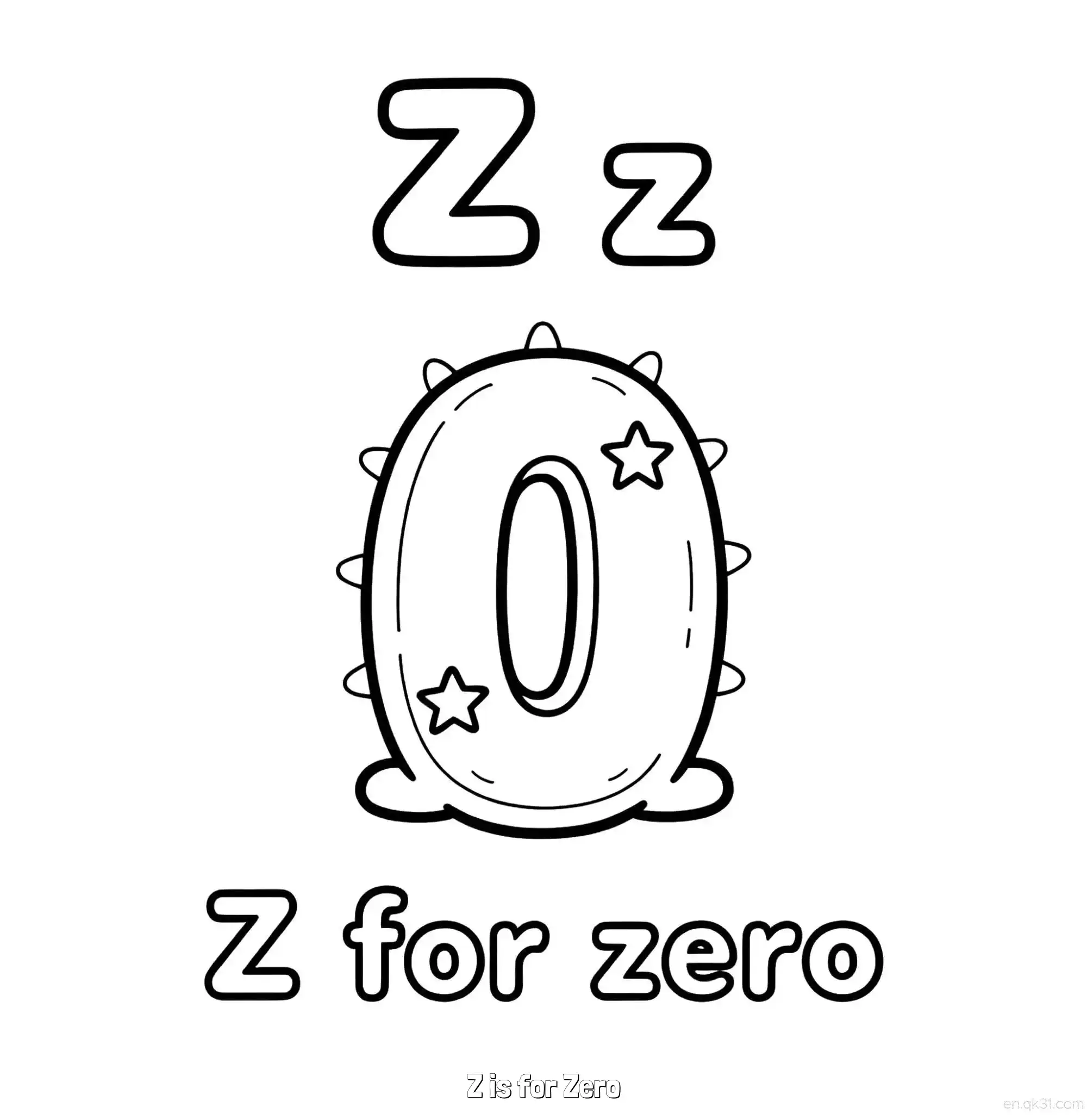 免费 Z代表零 简笔画 素描 涂鸦 - 免费可打印认识英文字母 下载PDF 简笔画涂色页