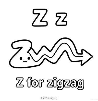 Z代表之字形 简笔画 素描 涂鸦 - 免费可打印认识英文字母 下载PDF – 免费可打印简笔画涂色画