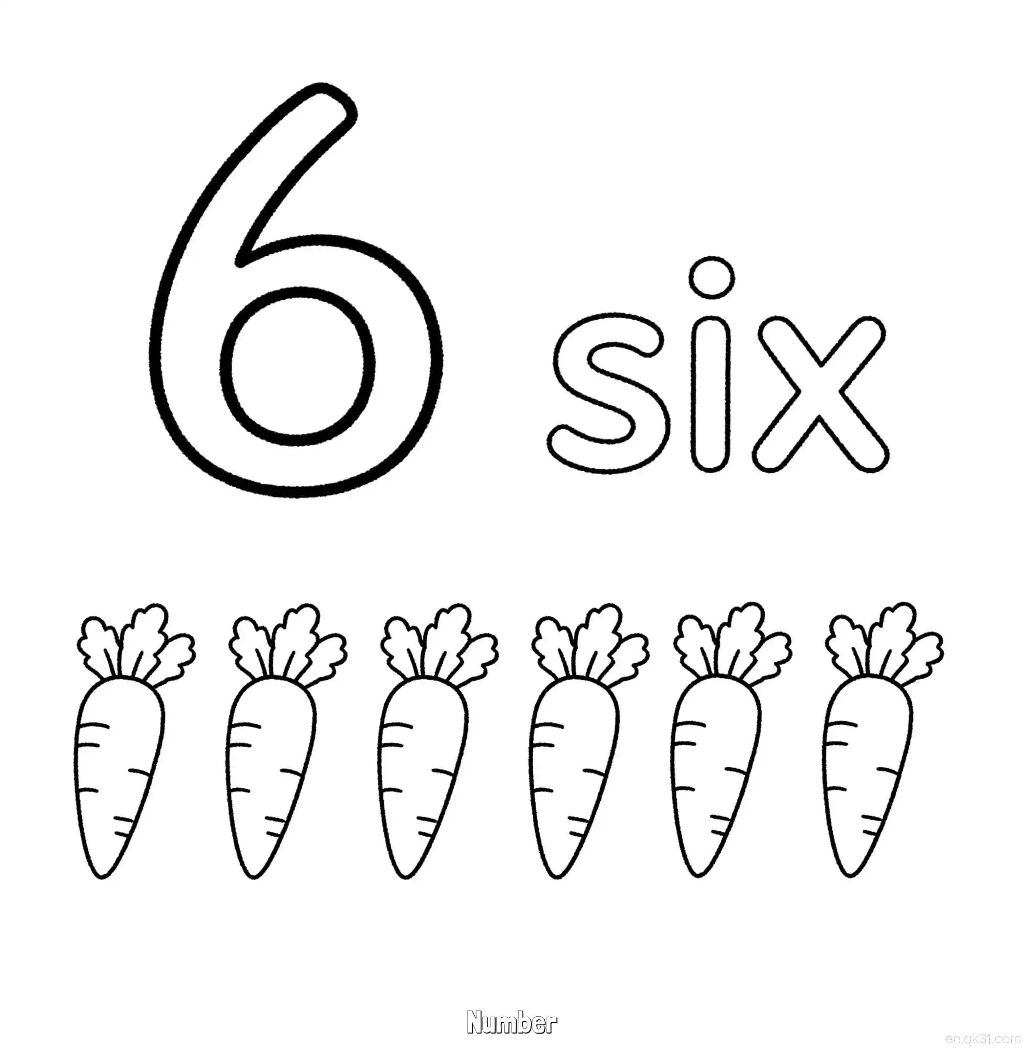 免费 数字6 简笔画 素描 涂鸦 - 免费可打印数字涂色画 下载PDF 简笔画涂色页