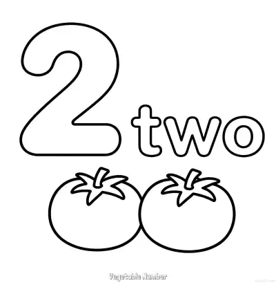 蔬菜数字2 简笔画 素描 涂鸦 - 免费可打印数字涂色画 下载PDF – 免费可打印简笔画涂色画