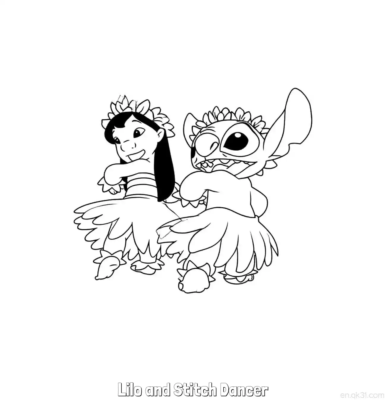免费 跳舞的莉罗和史迪仔 简笔画 素描 涂鸦 - 免费可打印星际宝贝史迪奇 下载PDF 简笔画涂色页