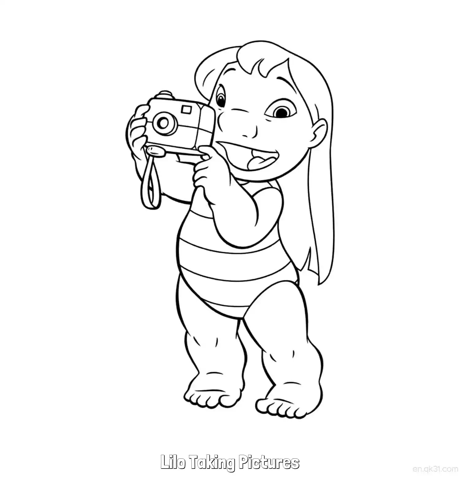 免费 拍照的莉罗 简笔画 素描 涂鸦 - 免费可打印星际宝贝史迪奇 下载PDF 简笔画涂色页