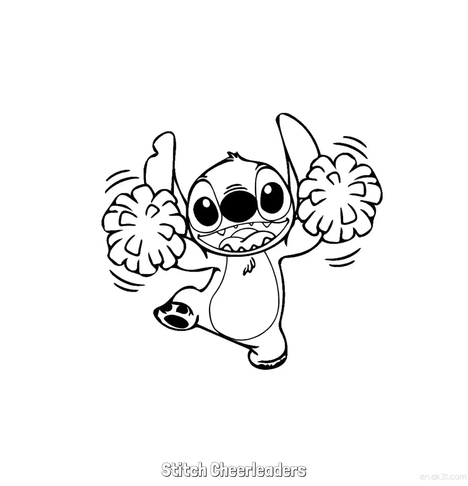 免费 啦啦队员史迪仔 简笔画 素描 涂鸦 - 免费可打印星际宝贝史迪奇 下载PDF 简笔画涂色页