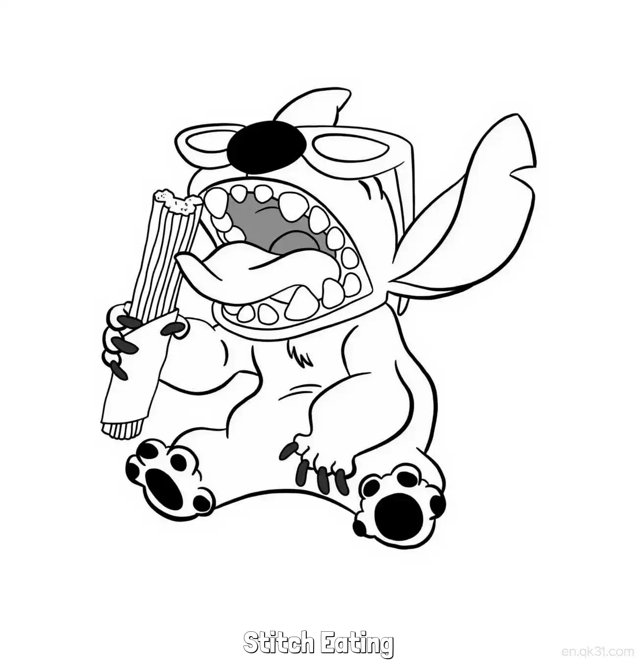 免费 吃东西的史迪仔 简笔画 素描 涂鸦 - 免费可打印星际宝贝史迪奇 下载PDF 简笔画涂色页