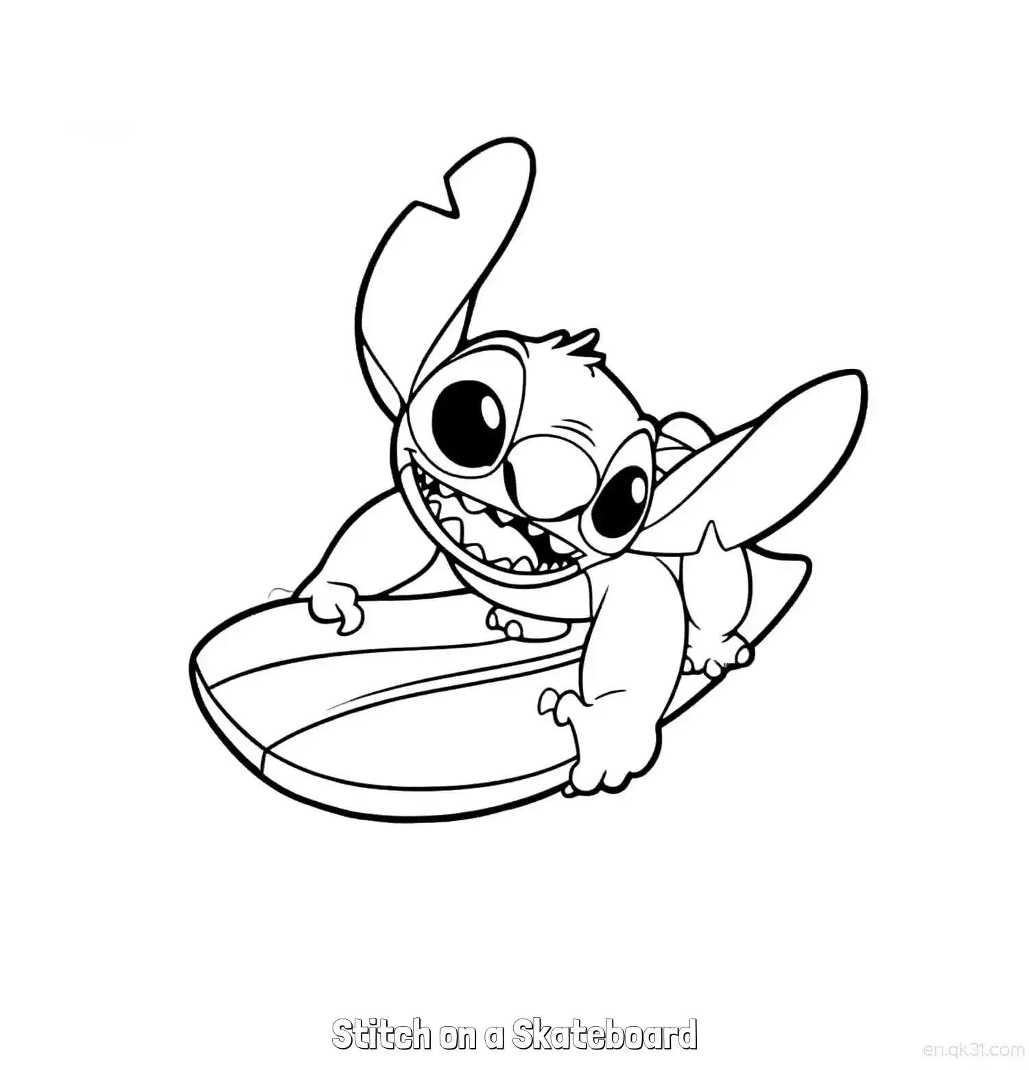 免费 玩滑板的史迪仔 简笔画 素描 涂鸦 - 免费可打印星际宝贝史迪奇 下载PDF 简笔画涂色页