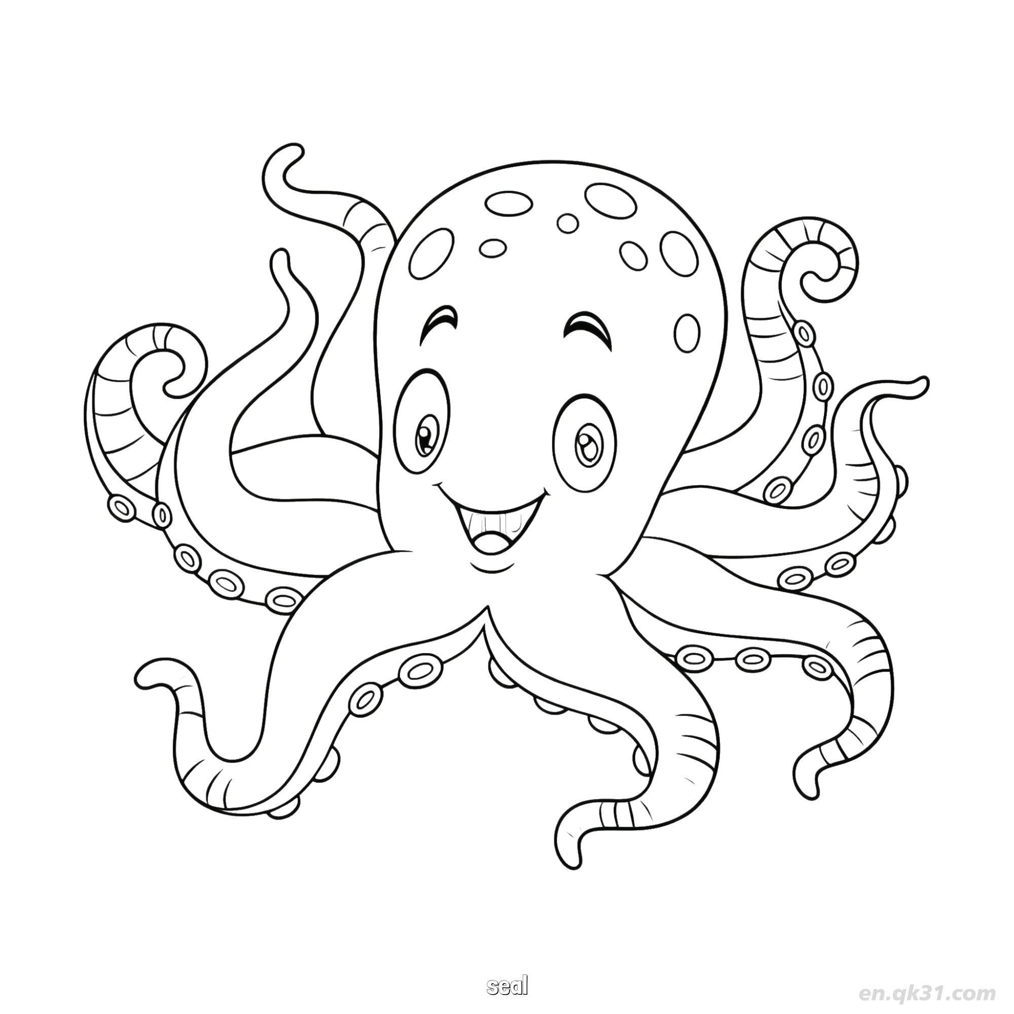 免费 挥手小海豹宝宝涂色页  简笔画涂色页
