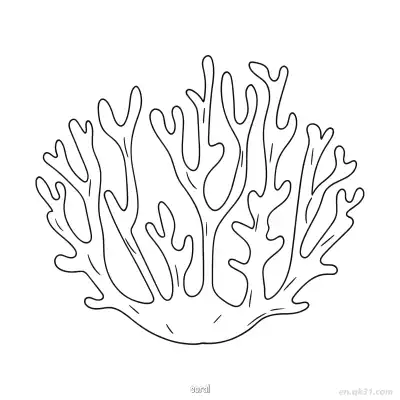 分枝鹿角珊瑚涂色页  – 免费可打印简笔画涂色画