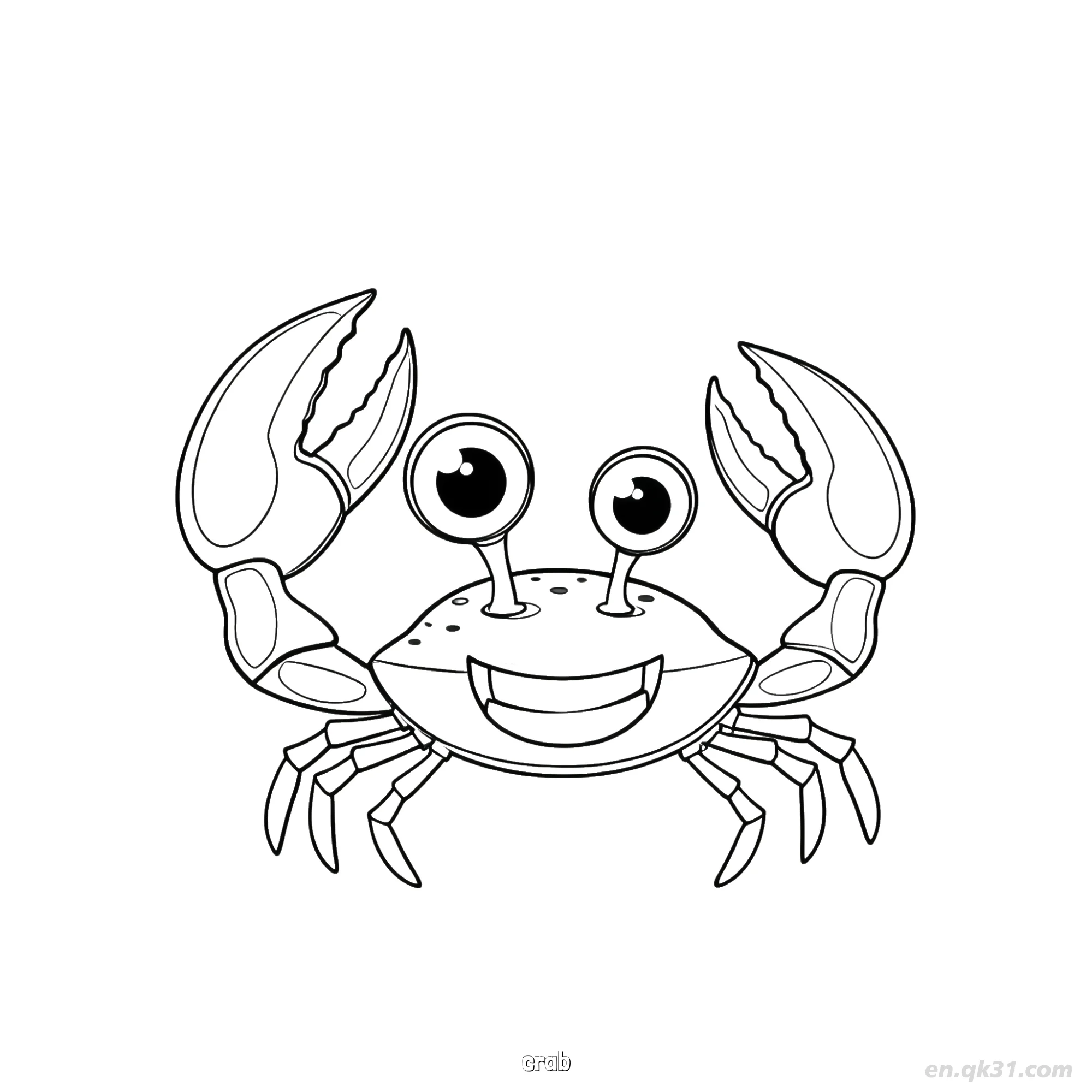 免费 快乐沙滩蟹涂色页  简笔画涂色页