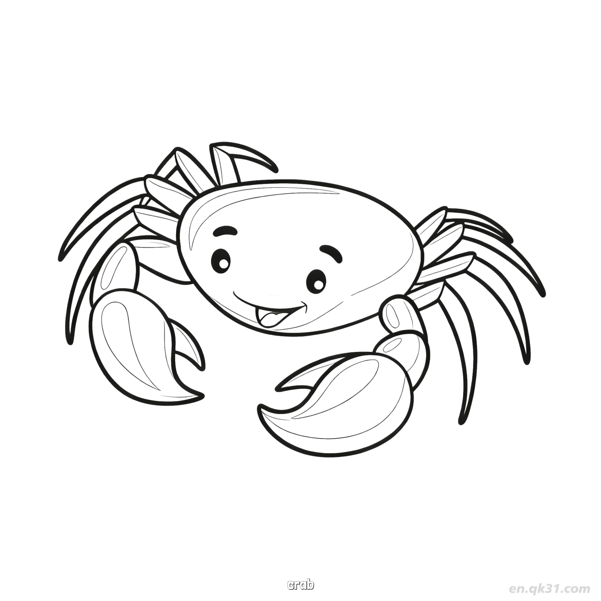 免费 快乐圆身螃蟹涂色页  简笔画涂色页