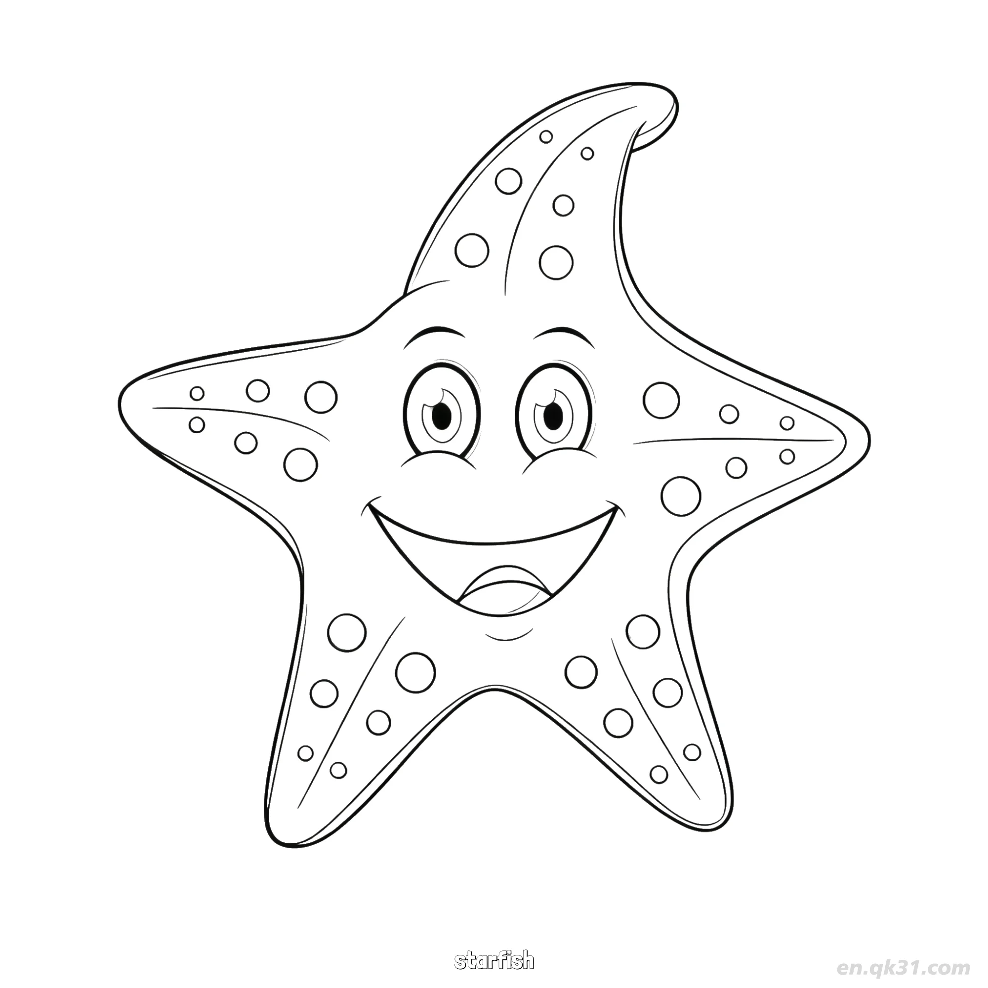 免费 快乐海星涂色页  简笔画涂色页