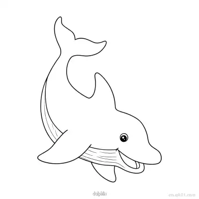 弯曲张嘴海豚涂色页 – 免费可打印简笔画涂色画