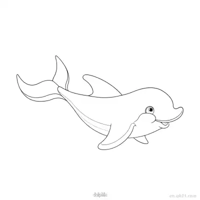 弯曲微笑海豚涂色页 – 免费可打印简笔画涂色画