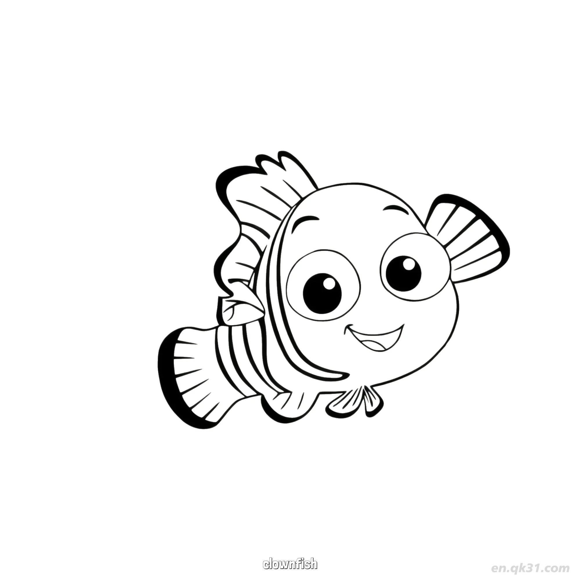 免费 可爱卡通小丑鱼可打印  简笔画涂色页