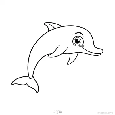 可爱大眼海豚涂色页 – 免费可打印简笔画涂色画