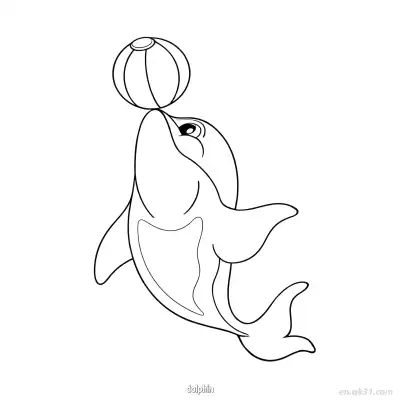 鼻尖顶球海豚涂色页 – 免费可打印简笔画涂色画
