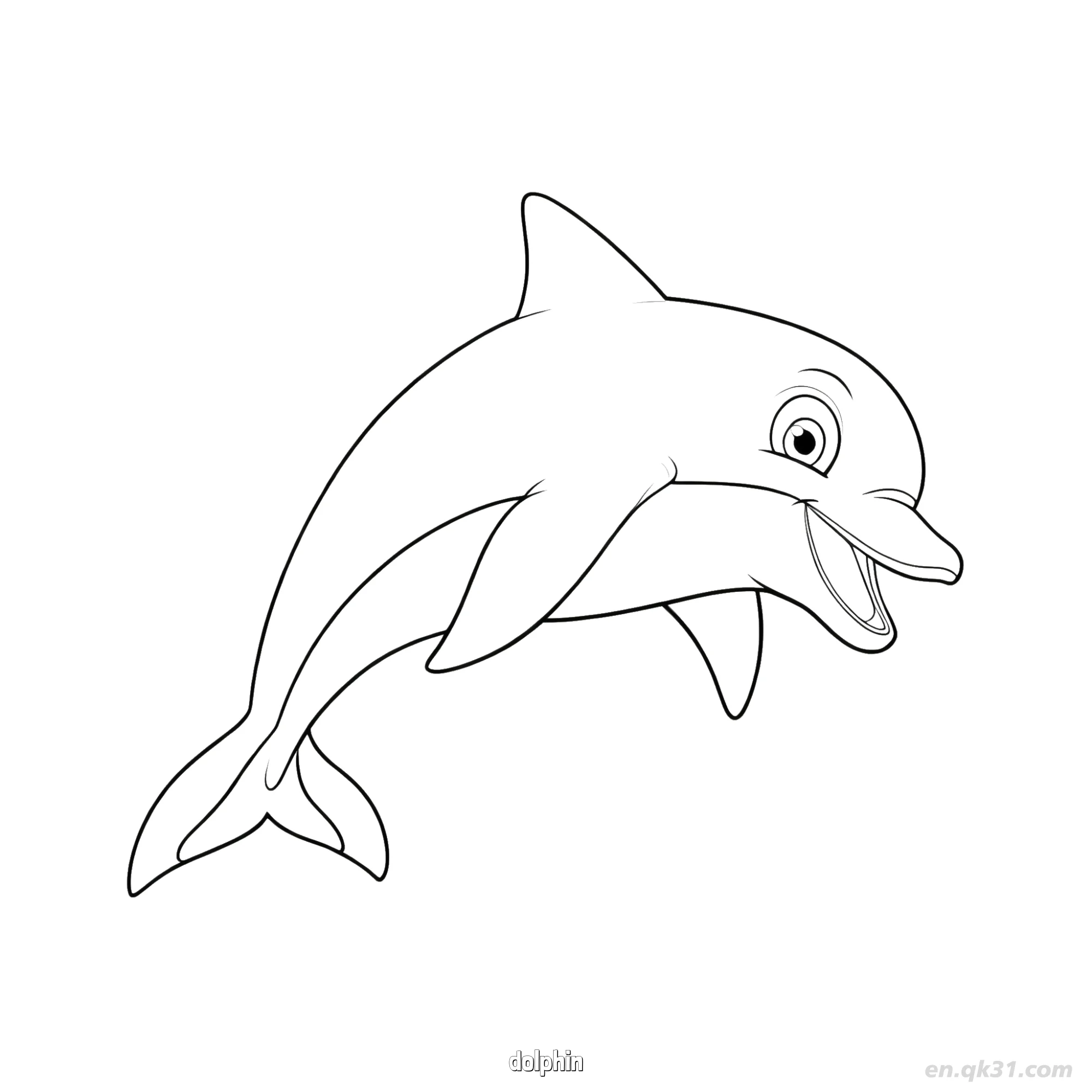 免费 动态姿势海豚涂色页 简笔画涂色页