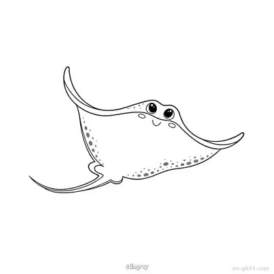 友好黄貂鱼涂色页  – 免费可打印简笔画涂色画