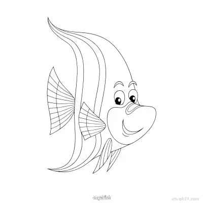 快乐天使鱼涂色页  – 免费可打印简笔画涂色画