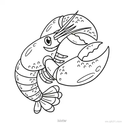 快乐卡通龙虾涂色页  – 免费可打印简笔画涂色画