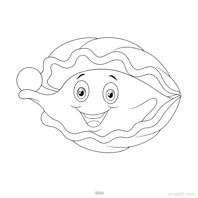 快乐微笑带海藻帽蛤蜊  – 免费可打印简笔画涂色画