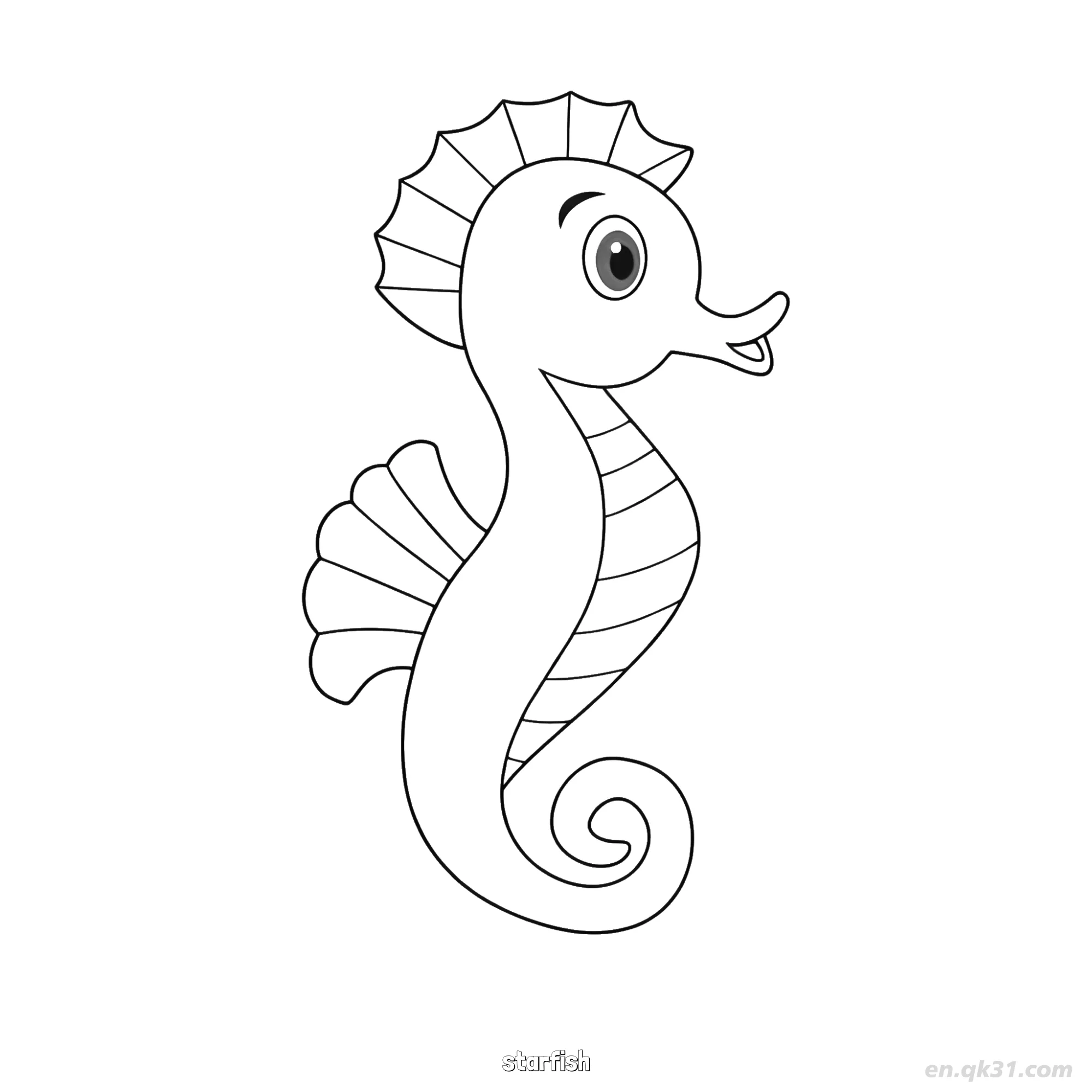 免费 大眼卡通海星涂色页  简笔画涂色页