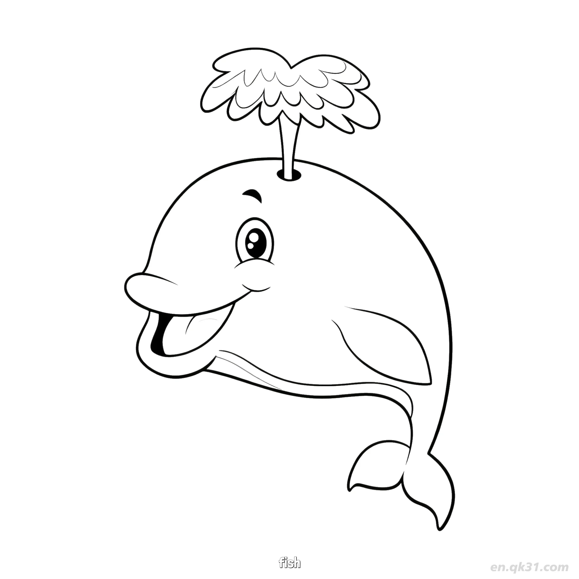 免费 长鼻友好鱼涂色页  简笔画涂色页
