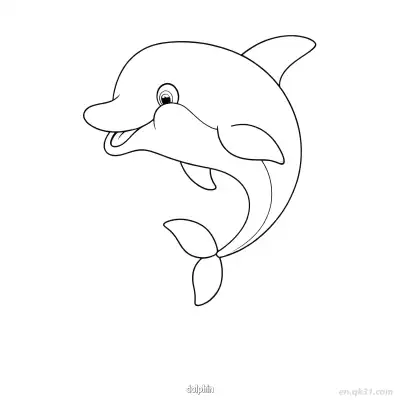 顽皮微笑海豚涂色页 – 免费可打印简笔画涂色画