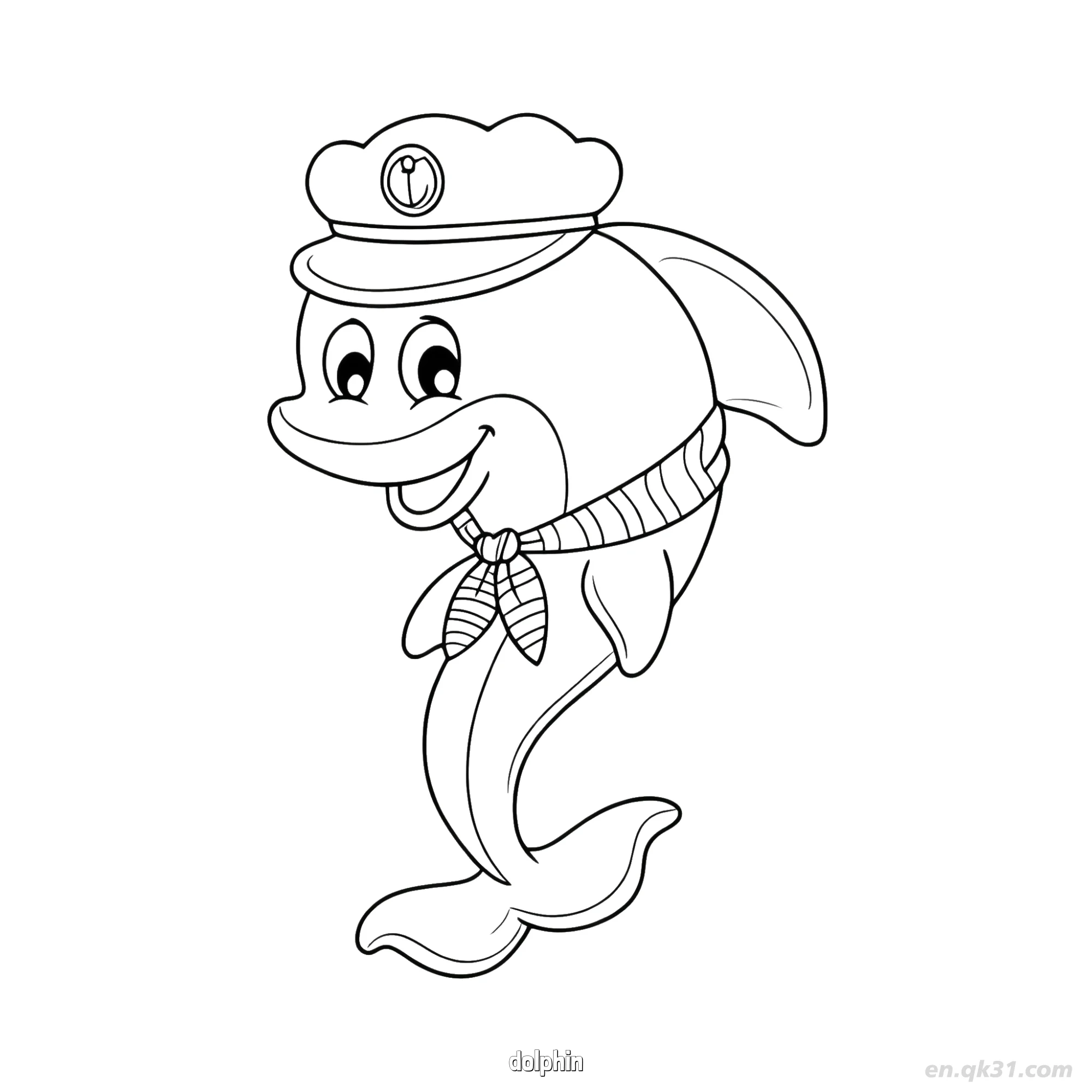免费 水手海豚涂色页 简笔画涂色页