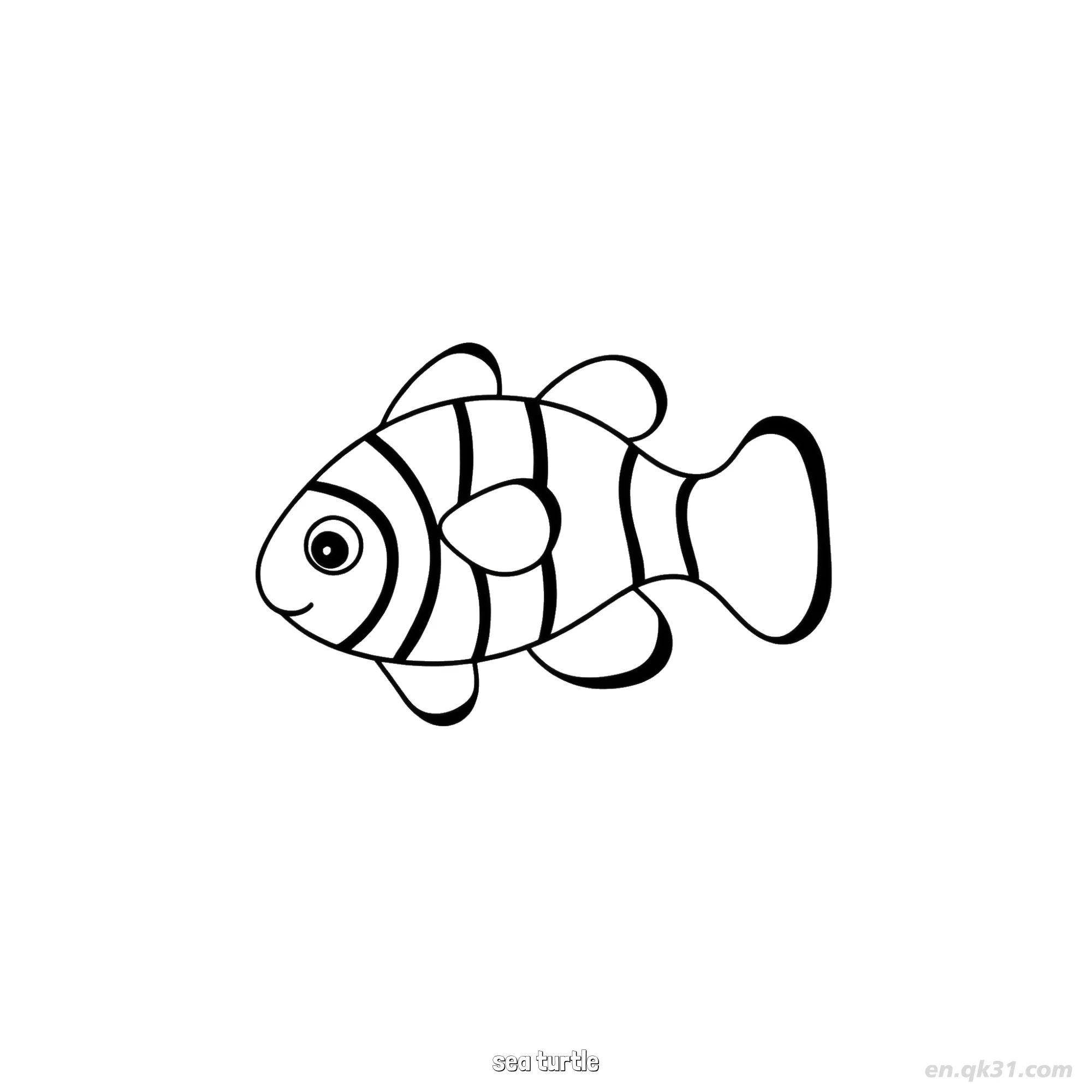 免费 微笑小海龟涂色页  简笔画涂色页