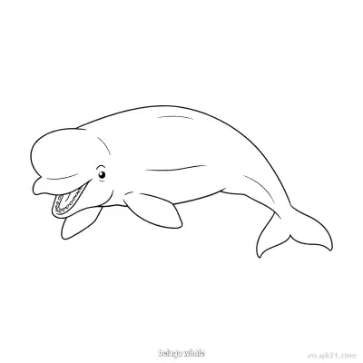 微笑白鲸涂色页  – 免费可打印简笔画涂色画