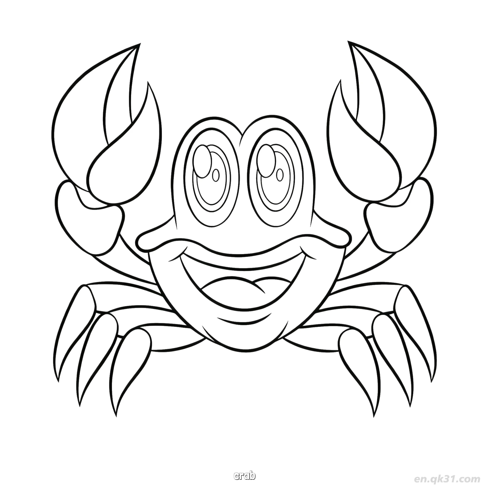 免费 微笑大眼螃蟹涂色页  简笔画涂色页