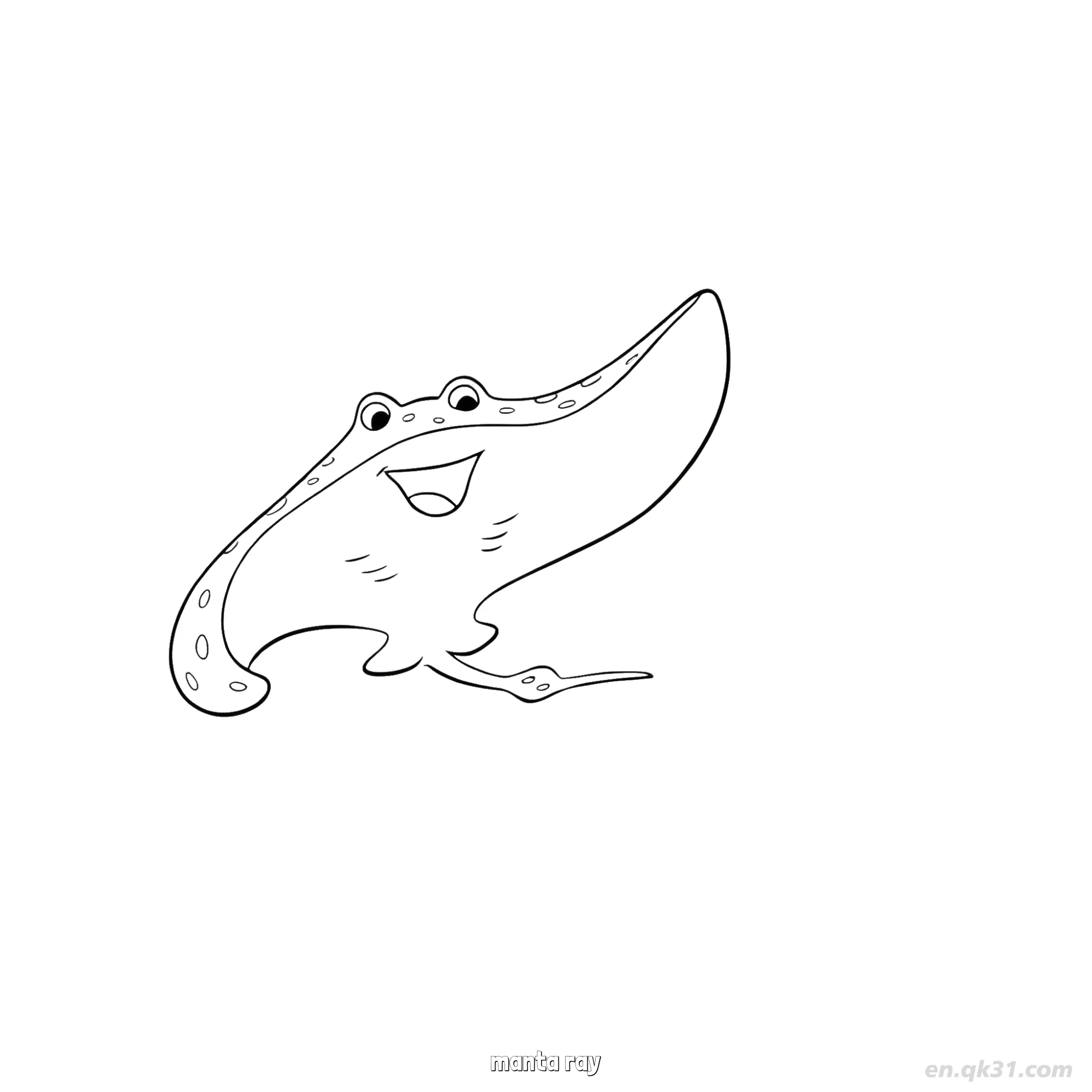免费 微笑斑点蝠鲼涂色页  简笔画涂色页