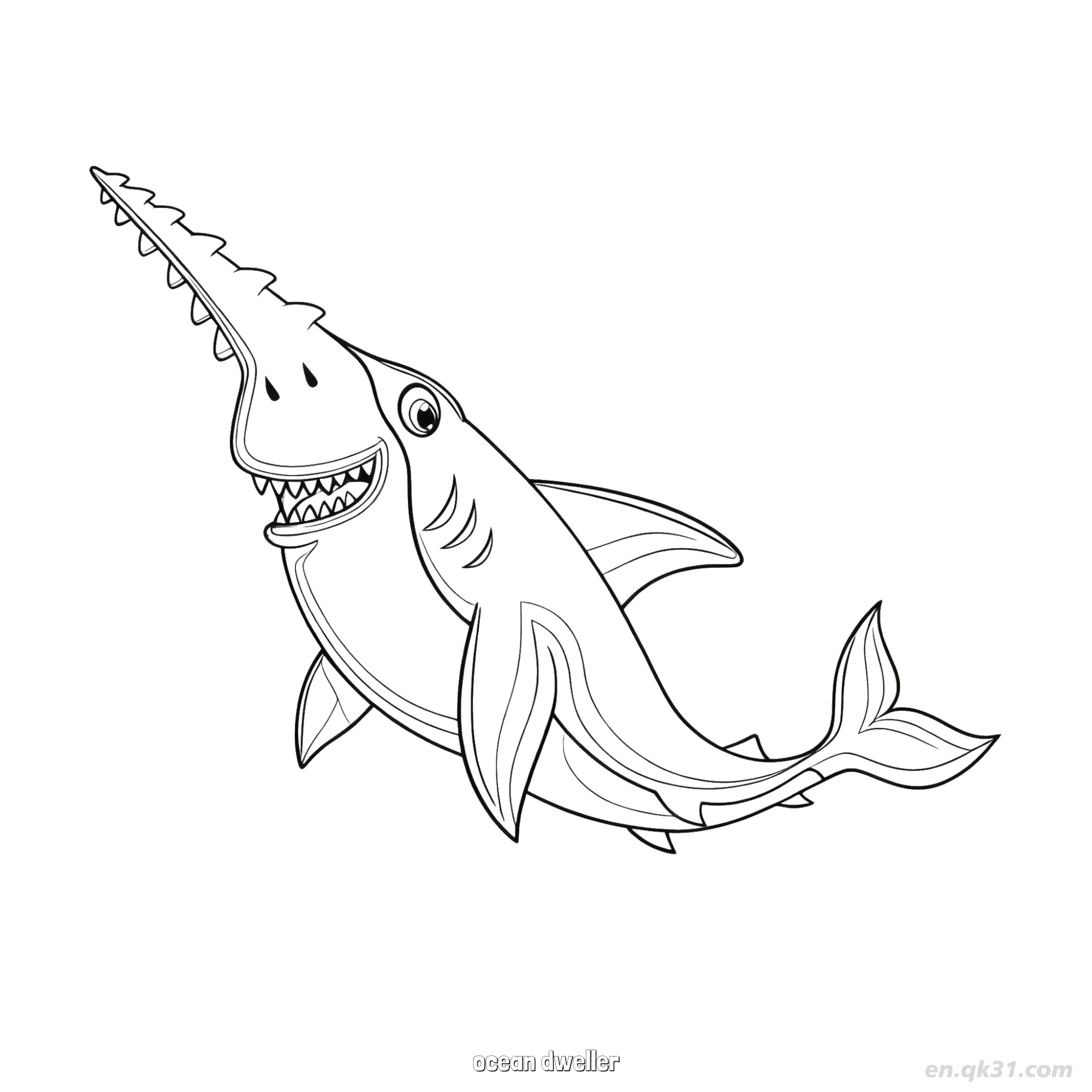 免费 微笑斑点海洋生物涂色页  简笔画涂色页