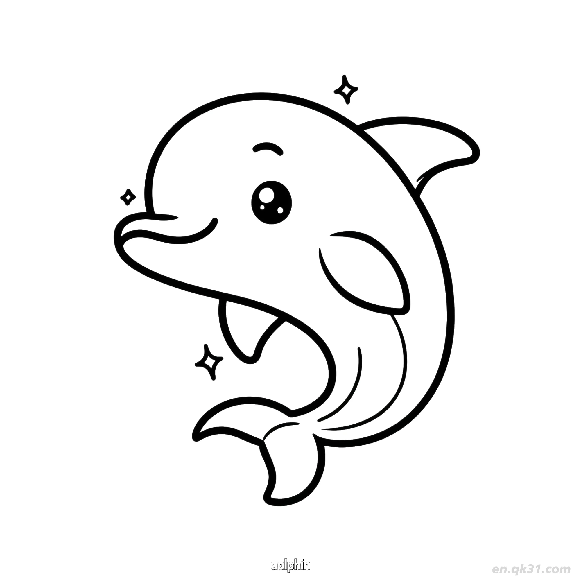 免费 闪亮眼睛海豚涂色页 简笔画涂色页