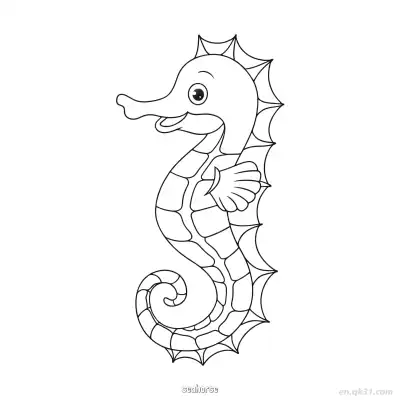 多刺海马简单图画  – 免费可打印简笔画涂色画