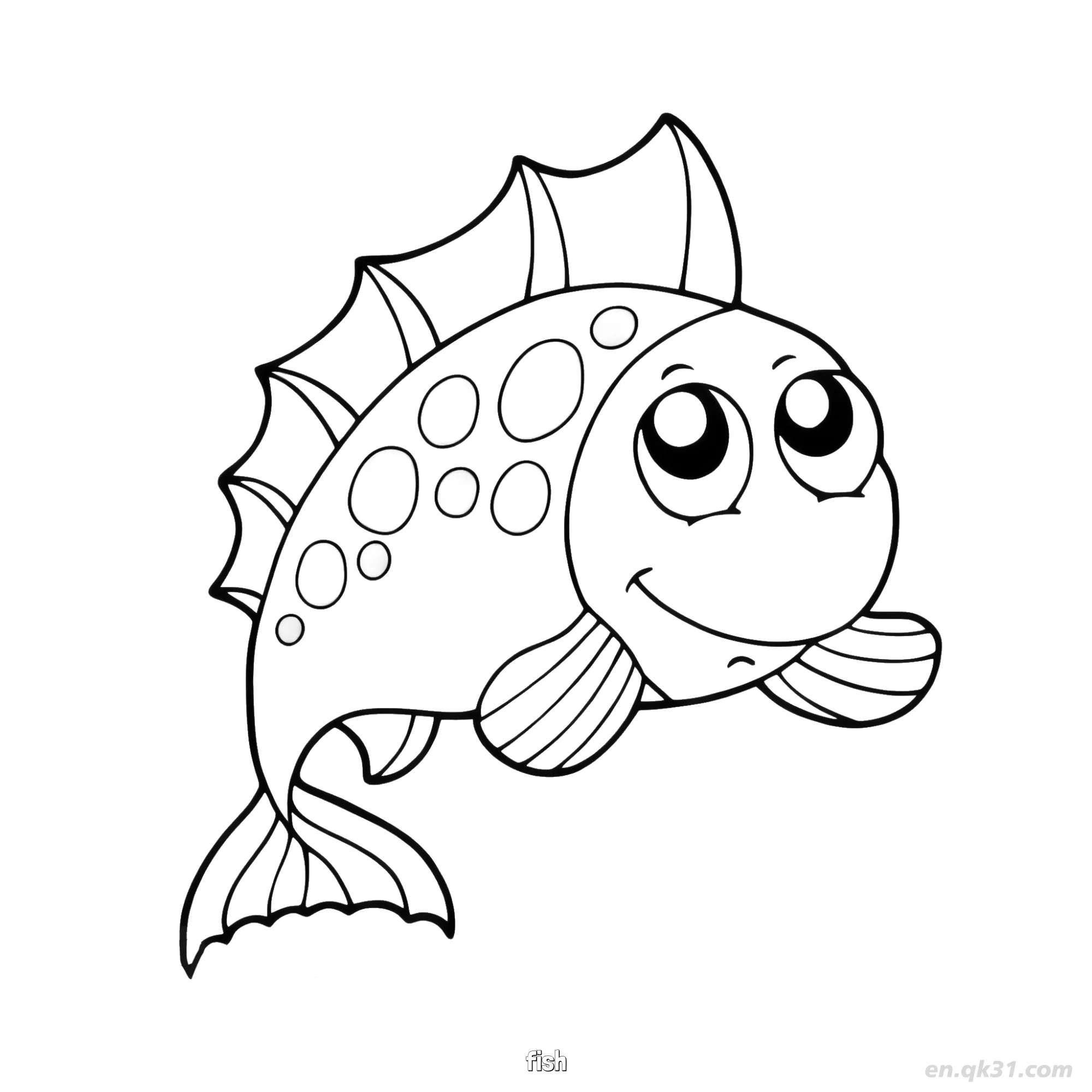 免费 斑点鳍鱼涂色页  简笔画涂色页