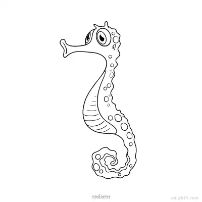 斑点多节海马图画  – 免费可打印简笔画涂色画