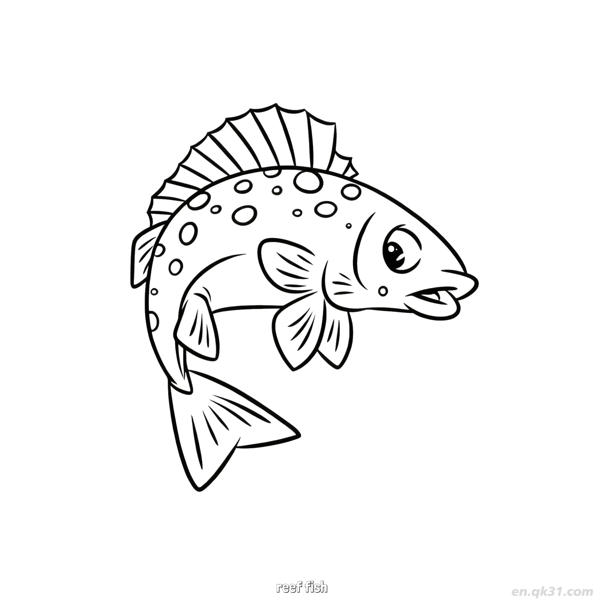 免费 斑点珊瑚礁鱼涂色页  简笔画涂色页