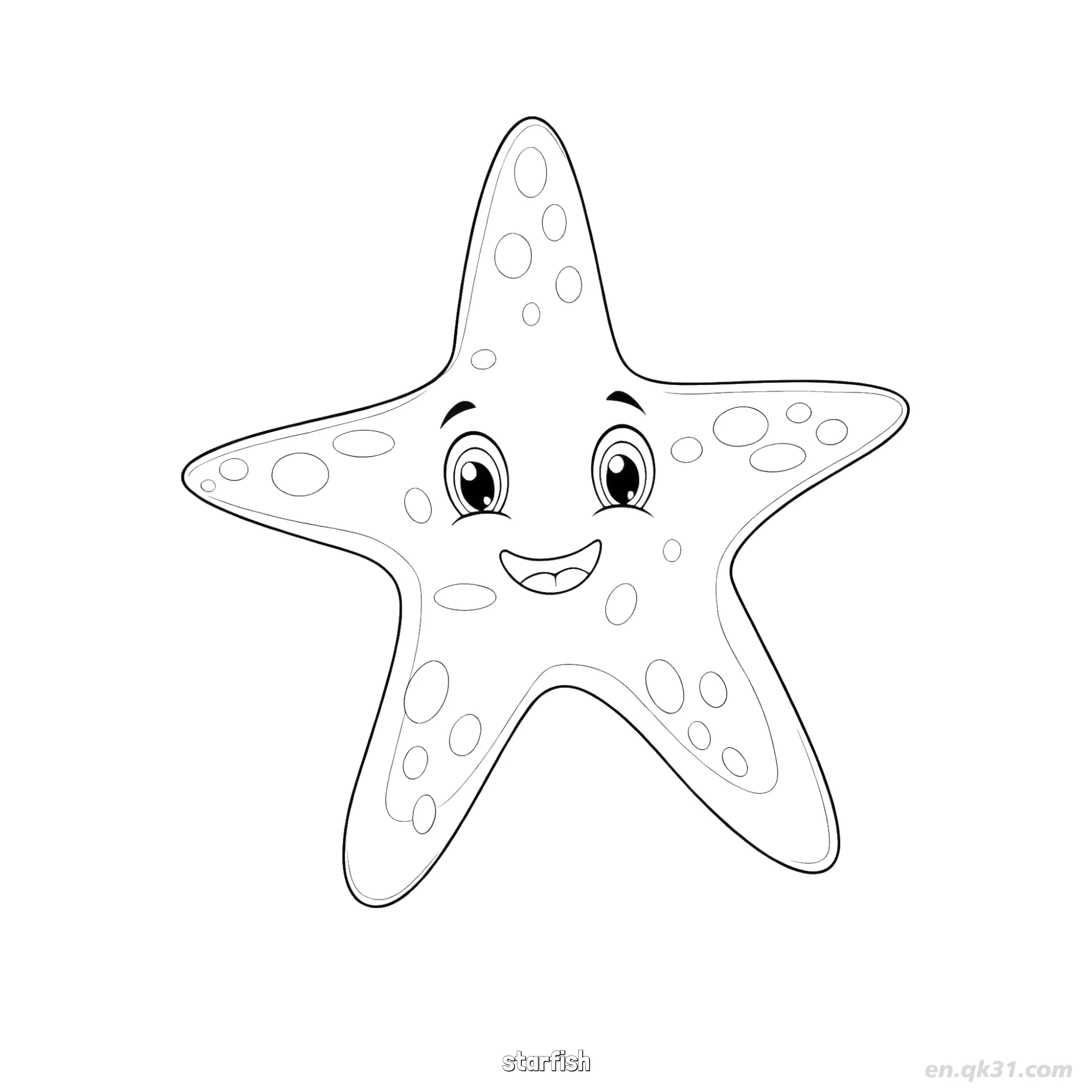 免费 斑点微笑海星轮廓涂色页  简笔画涂色页