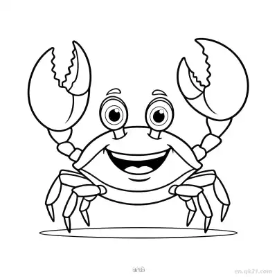 挥钳螃蟹涂色页  – 免费可打印简笔画涂色画