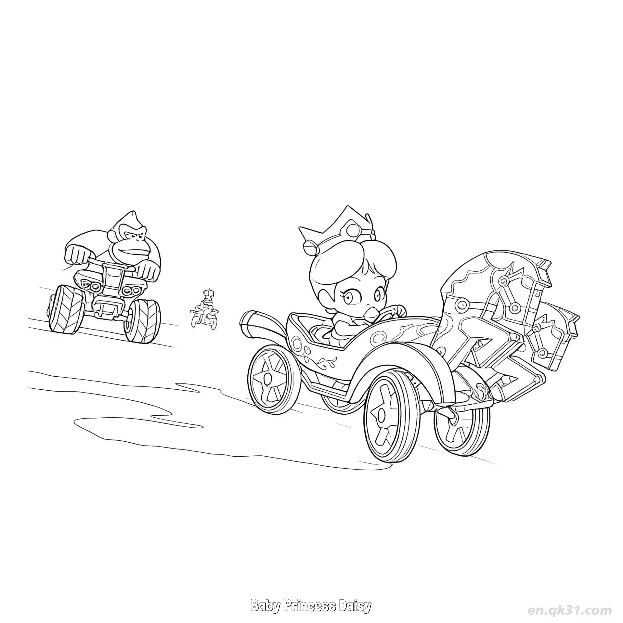 小小黛西公主 简笔画 素描 涂鸦 - 免费可打印马力欧卡丁车 下载PDF简笔画涂色画 – 为儿童和成人提供的免费可打印简笔画涂色画