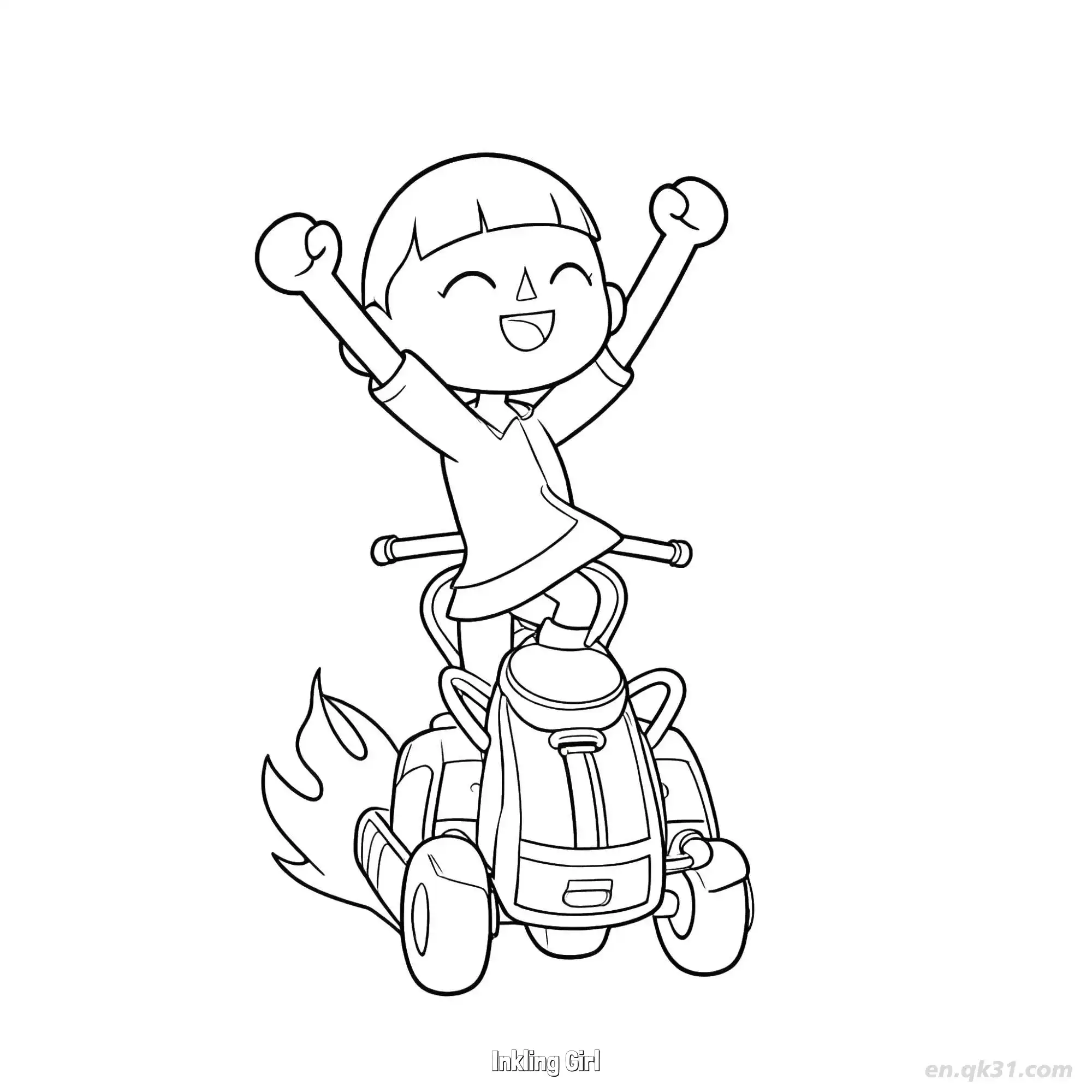 女孩鱿鱼 简笔画 素描 涂鸦 - 免费可打印马力欧卡丁车 下载PDF简笔画涂色画 – 为儿童和成人提供的免费可打印简笔画涂色画