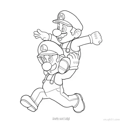 马里奥和路易吉 2简笔画 素描 涂鸦 - 免费可打印马力欧卡丁车 下载PDF – 免费可打印简笔画涂色画