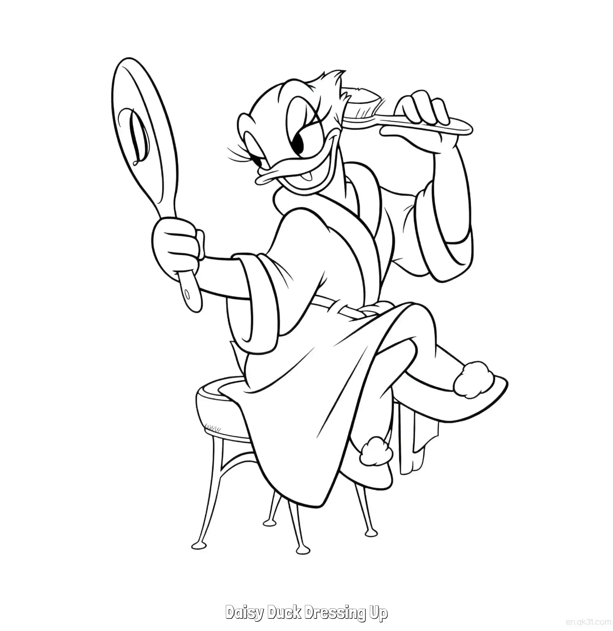 免费 黛丝鸭打扮 简笔画 素描 涂鸦 - 免费可打印米老鼠和朋友们 下载PDF 简笔画涂色页