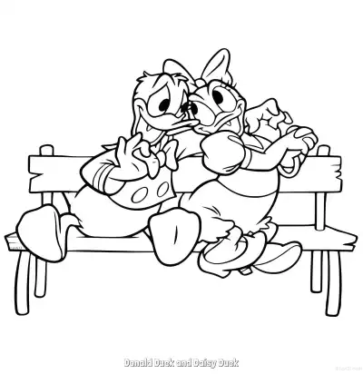 唐老鸭和黛丝鸭 7简笔画 素描 涂鸦 - 免费可打印米老鼠和朋友们 下载PDF – 免费可打印简笔画涂色画