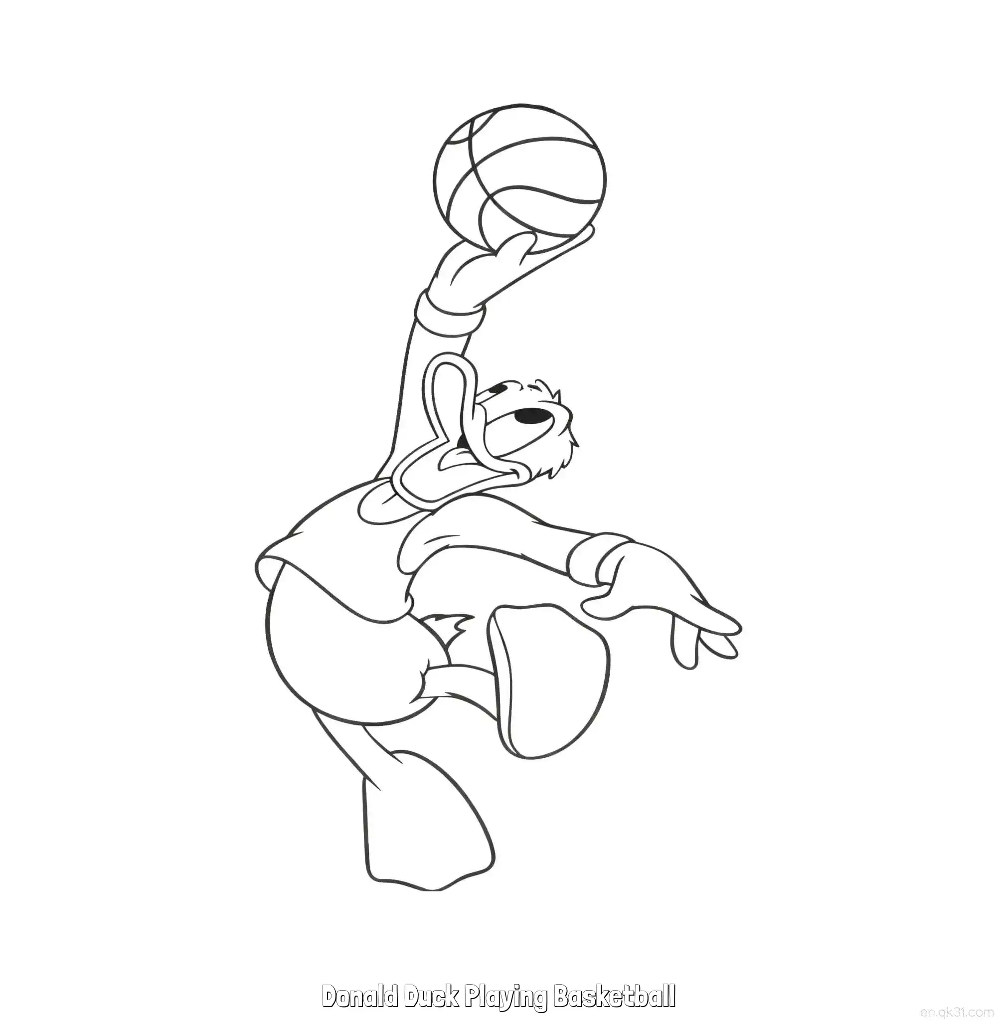 免费 唐老鸭打篮球 简笔画 素描 涂鸦 - 免费可打印米老鼠和朋友们 下载PDF 简笔画涂色页