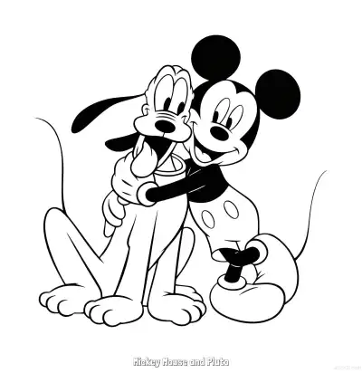 米奇和布鲁托 3简笔画 素描 涂鸦 - 免费可打印米老鼠和朋友们 下载PDF – 免费可打印简笔画涂色画