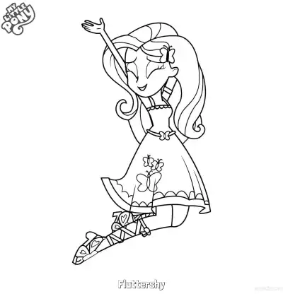 小马宝莉小蝶甜美站姿涂色页 – 免费可打印简笔画涂色画