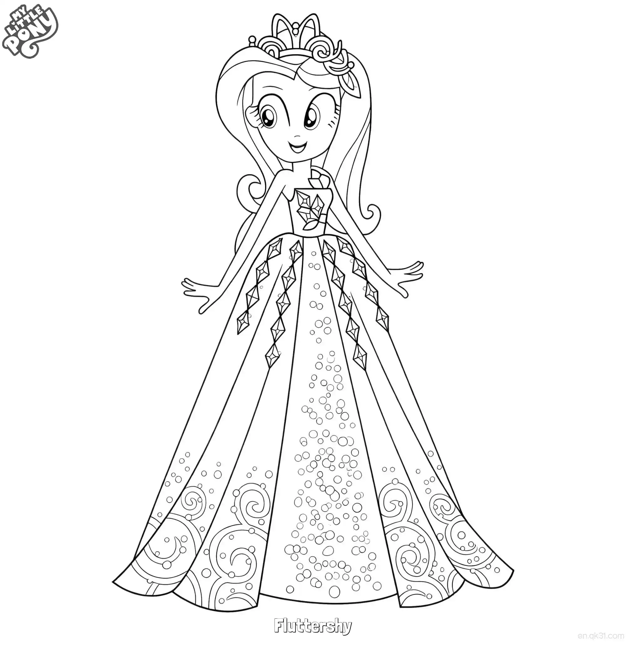 免费 小马宝莉小蝶拟人少女涂色页 简笔画涂色页