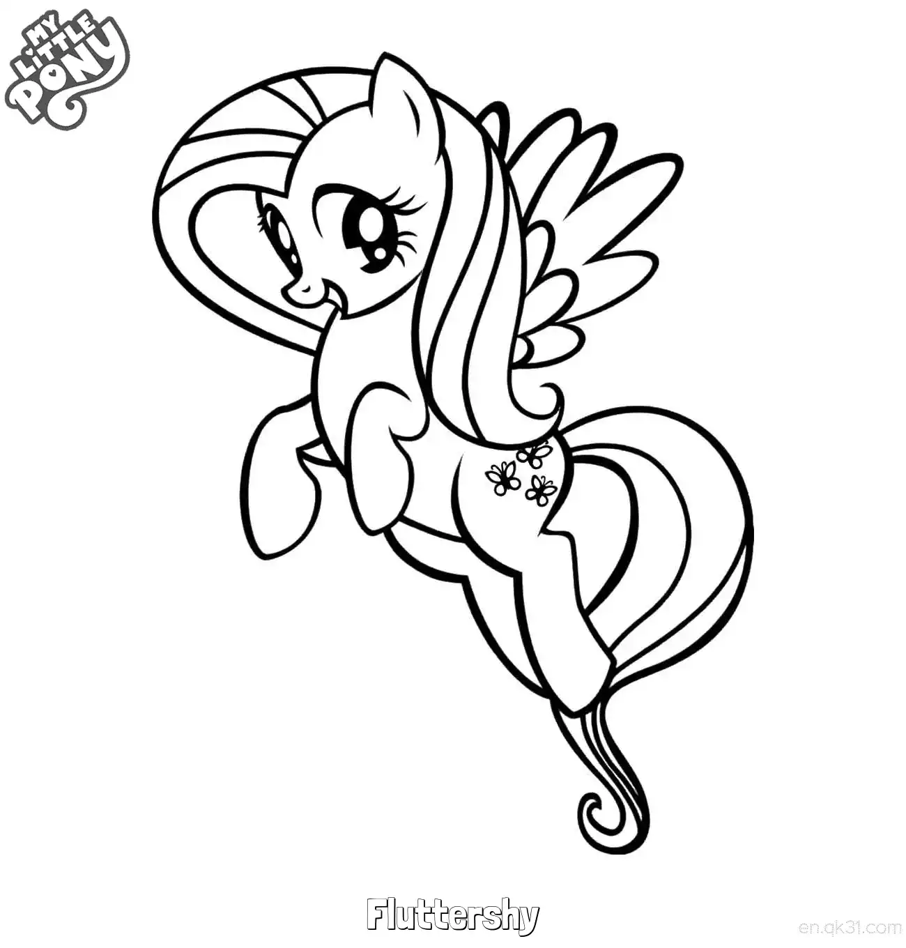 免费 小马宝莉小蝶飞行小马造型涂色页 简笔画涂色页
